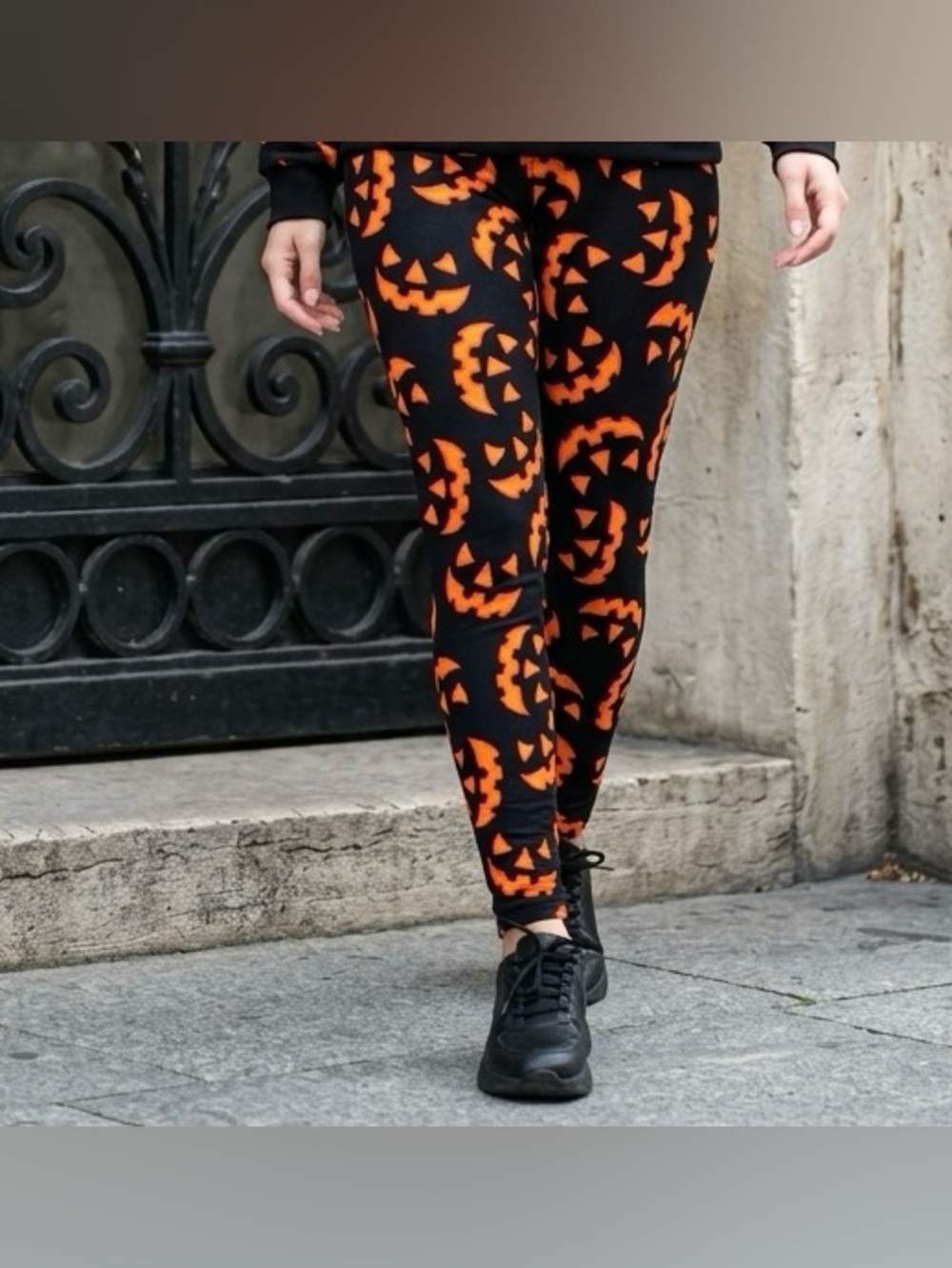 NOBO XL 15/17 Jack O Lantern Face Leggings Ankle Length.